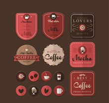 咖啡元素标签矢量图片
