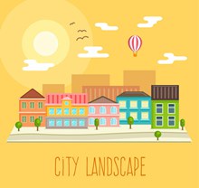 创意城市风景插画矢量图片