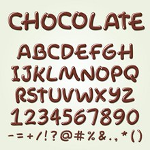 巧克力字母与数字矢量图片