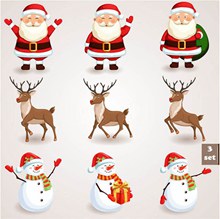 圣诞老人雪人与鹿矢量图下载