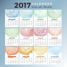 波希米亚风格2017日历设计矢量图