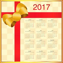 带蝴蝶结的2017日历表设计矢量素材