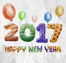 2017彩色气球新年背景矢量