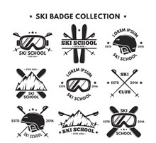 老式滑雪标志矢量