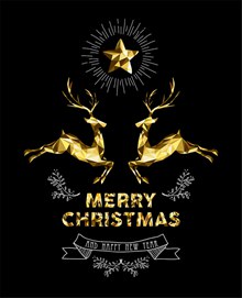 金色麋鹿圣诞背景图片矢量图片