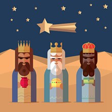 扁平化朝拜的三个国王插画矢量图下载