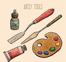 彩绘绘画工具矢量图片