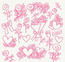 粉色花卉和爱心矢量下载