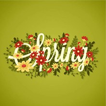 春季花卉艺术字矢量图片