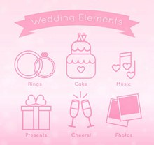 粉色婚礼元素图标矢量图