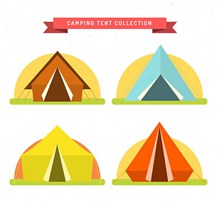 彩色夏季野营帐篷矢量图