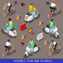 骑车的3D人物矢量图片