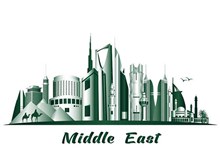 绿色沙特阿拉伯著名建筑矢量图