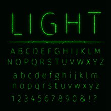 绿色灯效字母与符号矢量图