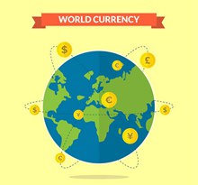 地球世界货币插画矢量图片