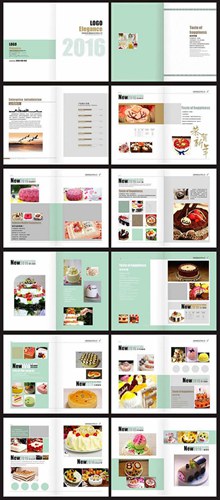 烘焙美食蛋糕店宣传画册设计模板矢量图下载