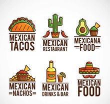 彩色墨西哥食物标志矢量图下载
