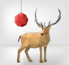 红色圣诞吊球和驯鹿矢量图片