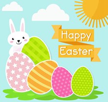 彩蛋和白兔复活节贺卡矢量