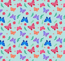 蝴蝶和花朵无缝背景矢量素材