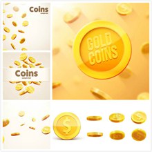 形态各异金色钱币创意设计矢量素材