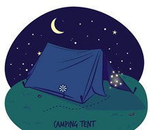 夜晚的郊外野营帐篷插画矢量下载