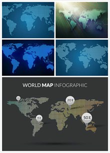 点状元素世界地图创意设计图V2矢量