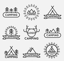简洁的野营标志矢量图片