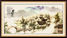 中国风山水画中堂画设计矢量素材