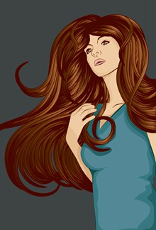 卡通美丽长发女子图案矢量素材