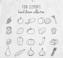 素描手绘蔬菜水果食物矢量下载