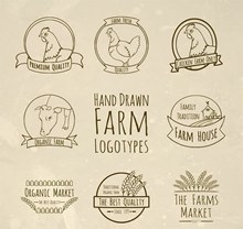 复古手绘农场标志矢量图片