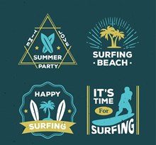 复古夏季冲浪标志矢量图片