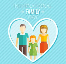 爱心中的家庭国际家庭日贺卡矢量图
