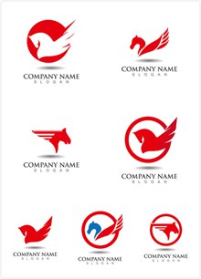 红色飞马logo标志矢量