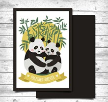 卡通熊猫情侣卡片矢量图下载