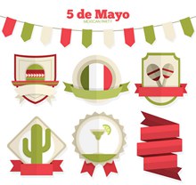 墨西哥五月节派对标签图矢量素材