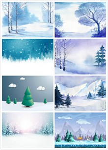 冬季雪景插画矢量