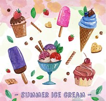 手绘美味夏日雪糕冰激凌矢量图片