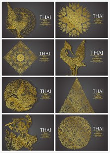 泰国传统底纹背景金色花纹矢量素材