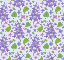 紫色丁香花和叶子无缝背景图矢量下载