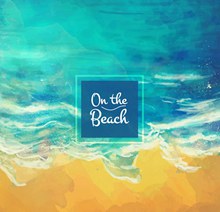 彩绘海边沙滩风景矢量素材