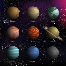 太阳系中的八大行星主题创意图矢量图下载