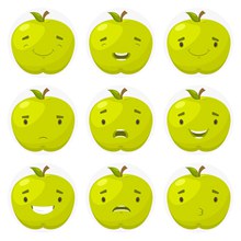 绿色苹果表情图标矢量