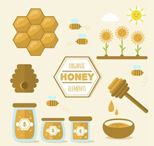 扁平化有机蜂蜜元素矢量素材