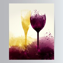红酒与香槟酒主题创意设计下矢量图片