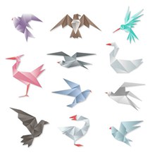 鸟类折纸量矢量图