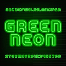 绿色霓虹灯字母和数字矢量下载