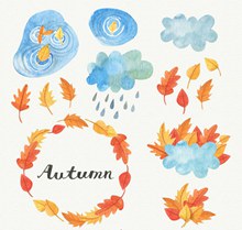 17款秋季落叶和云朵矢量图片