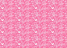 粉色情人节艺术字和爱心无缝背景图矢量